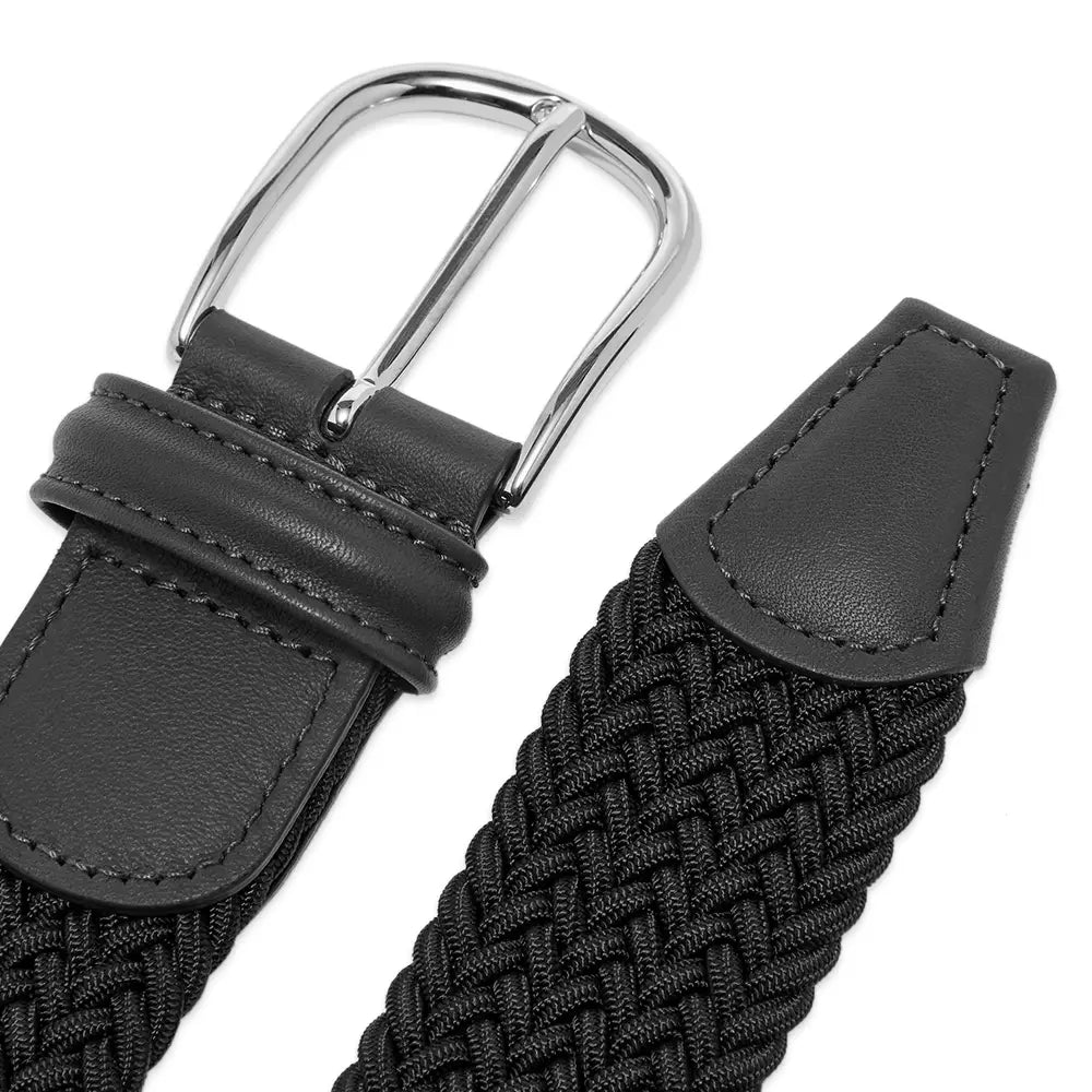 Black Solid Woven Elastic Belt - Anderson's - Boutique Jacques International