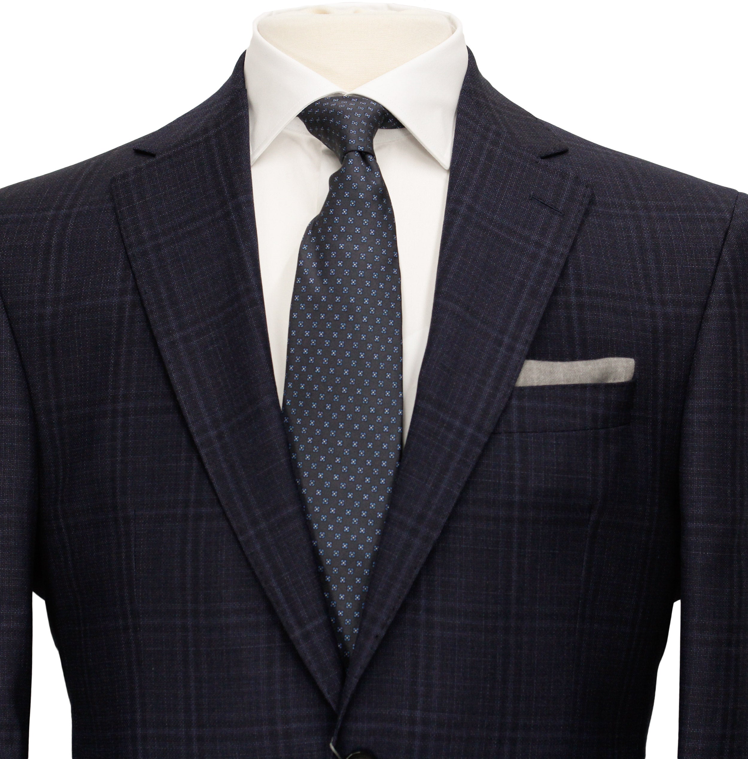 Dark Blue Tonal Check Urban Slim Fit Wool Suit - Jack Victor - Boutique Jacques International