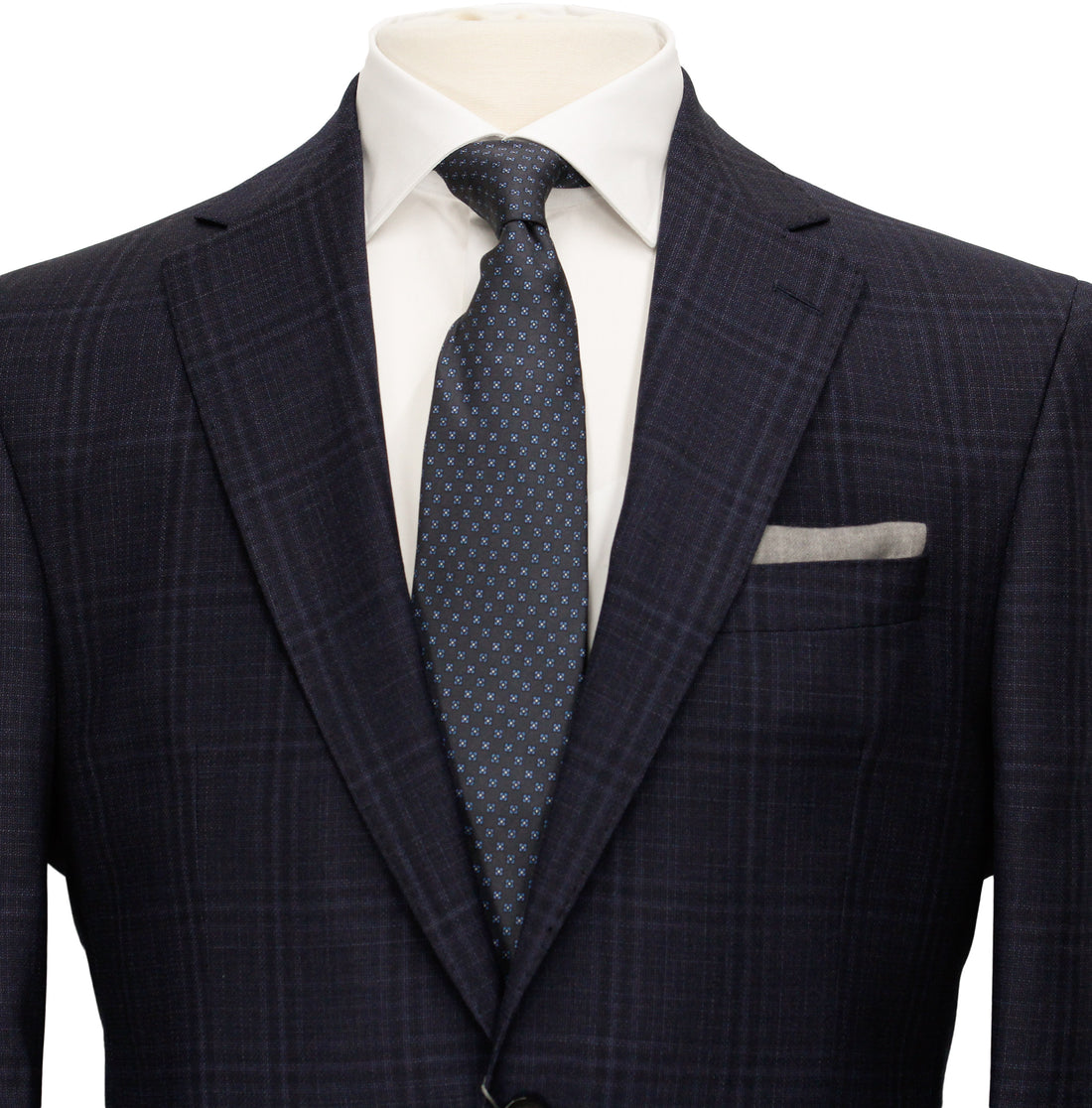 Dark Blue Tonal Check Urban Slim Fit Wool Suit - Jack Victor - Boutique Jacques International