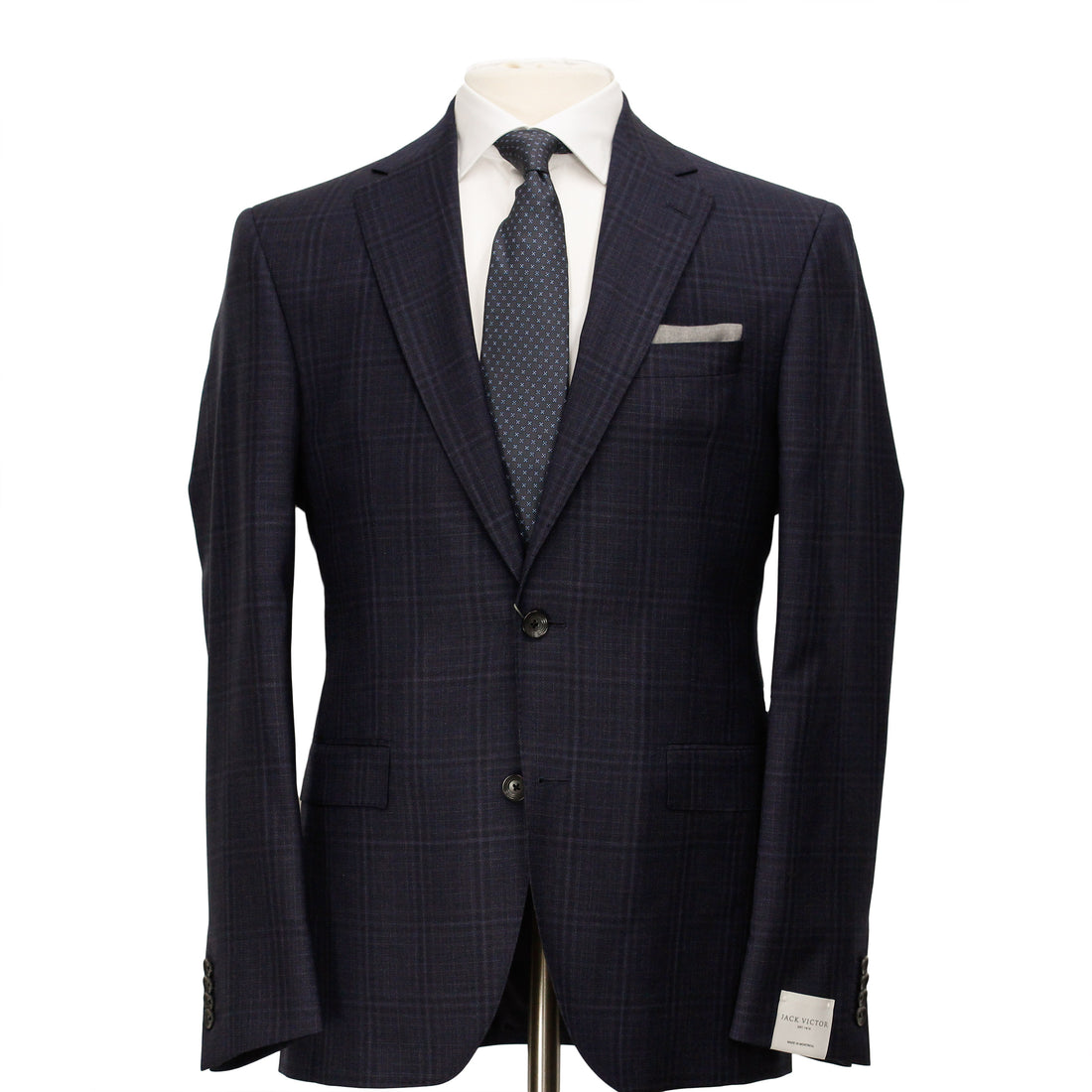 Dark Blue Tonal Check Urban Slim Fit Wool Suit - Jack Victor - Boutique Jacques International