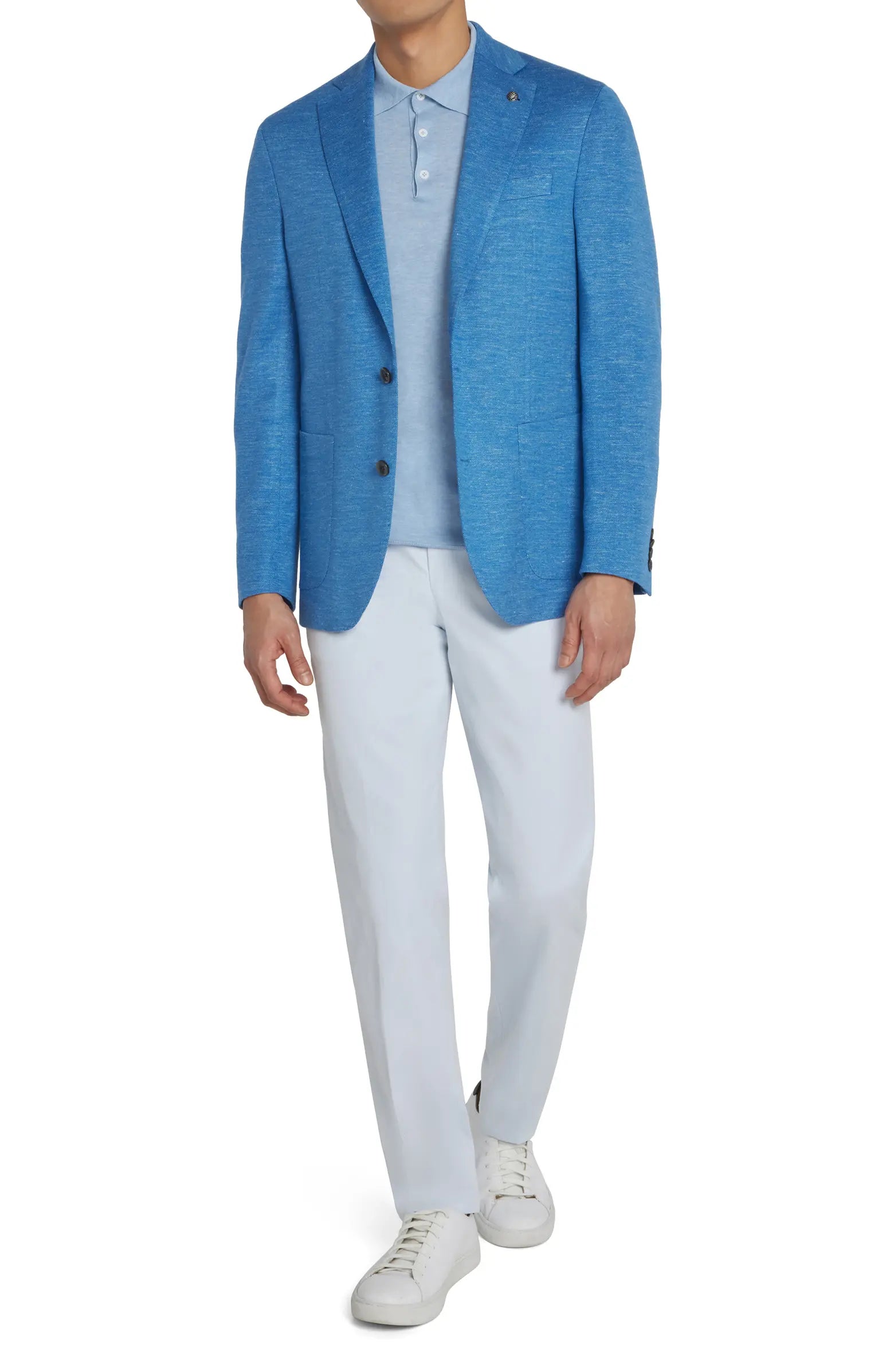 Light Blue Hartford Contemporary Fit Loro Piana Jersely Knit Sport Jacket - Jack Victor - Boutique Jacques International