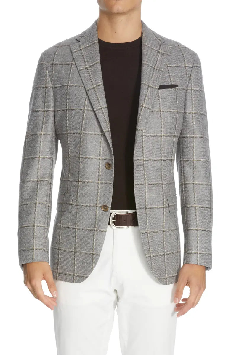 Gray Check Unconstructed Midland Contemporary Fit Sport Jacket - Jack Victor - Boutique Jacques International