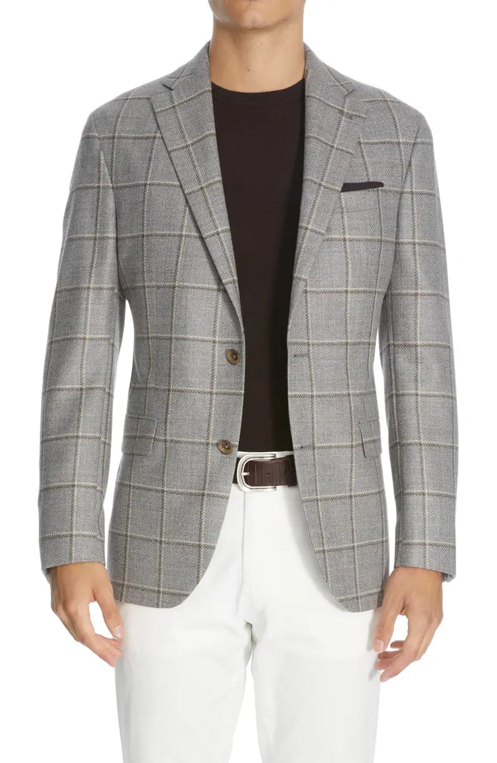 Gray Check Unconstructed Midland Contemporary Fit Sport Jacket - Jack Victor - Boutique Jacques International