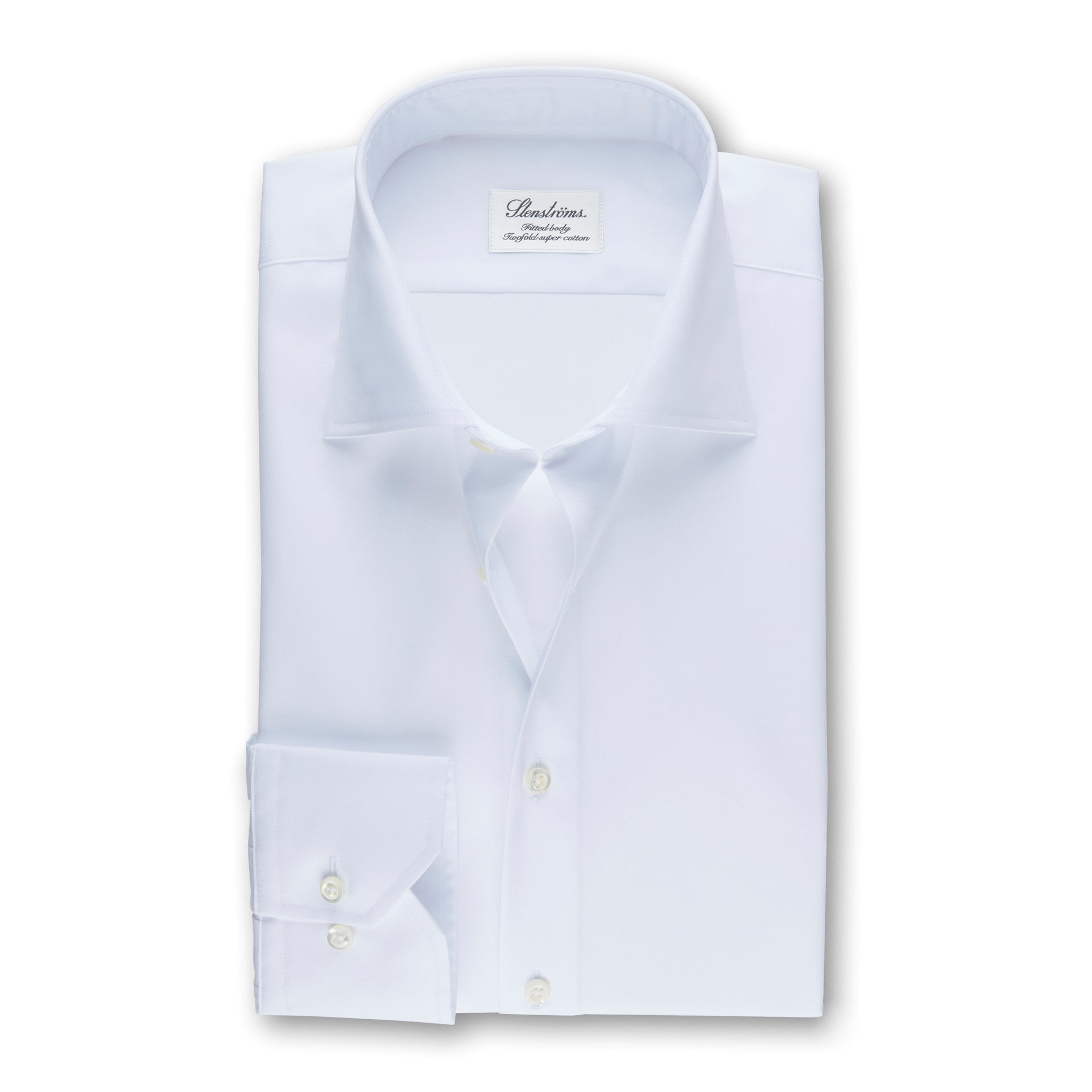 White Fitted Body Shirt In Superior Twill - Stenströms - Boutique Jacques International