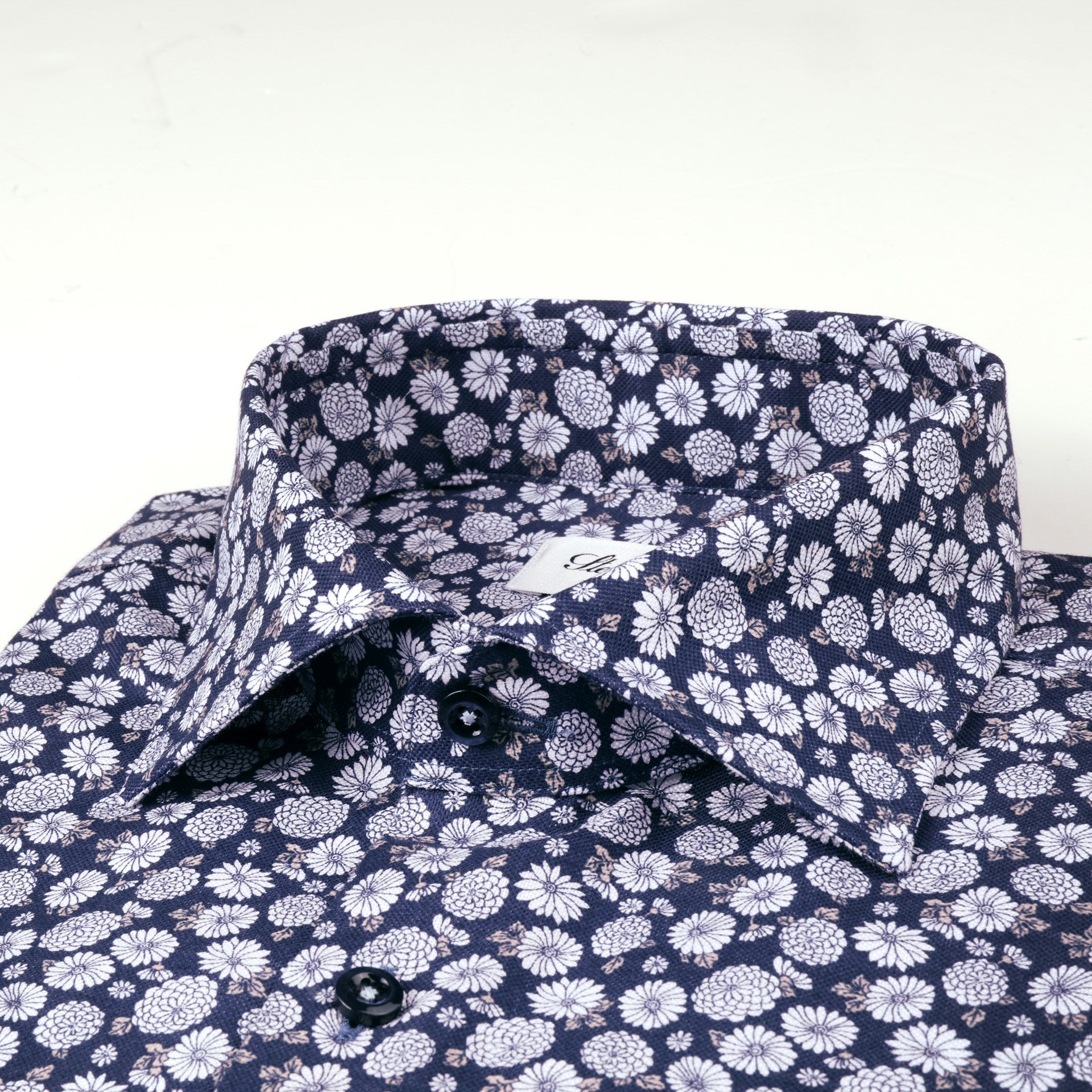 Navy Floral Fitted Body Shirt - Stenströms - Boutique Jacques International