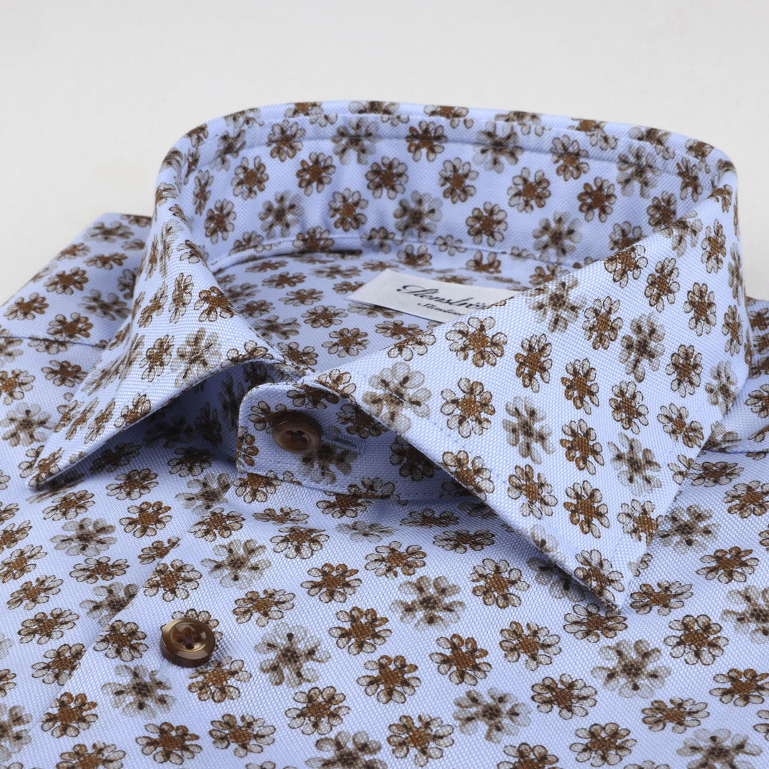 Light Blue Floral Oxford Shirt Fitted Shirt - Stenströms - Boutique Jacques International