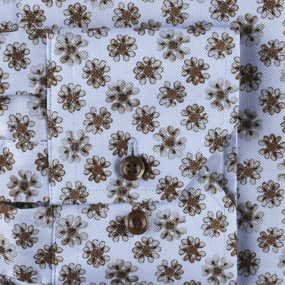 Light Blue Floral Oxford Shirt Fitted Shirt - Stenströms - Boutique Jacques International