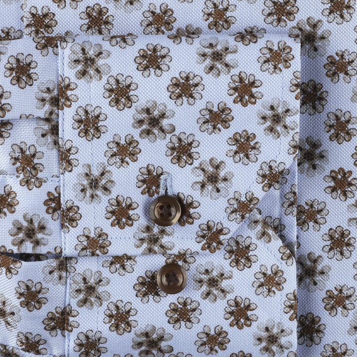 Light Blue Floral Oxford Shirt Fitted Shirt - Stenströms - Boutique Jacques International