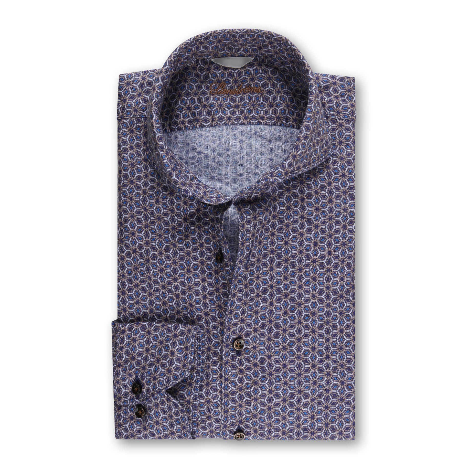 Blue Medallion Slimline Linen Shirt - Stenströms - Boutique Jacques International