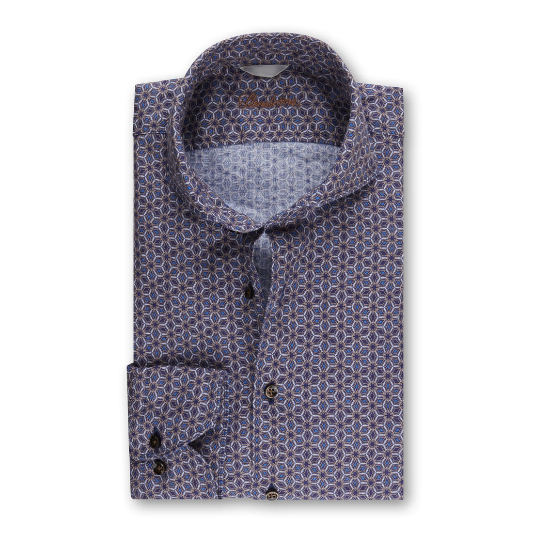 Blue Medallion Slimline Linen Shirt - Stenströms - Boutique Jacques International