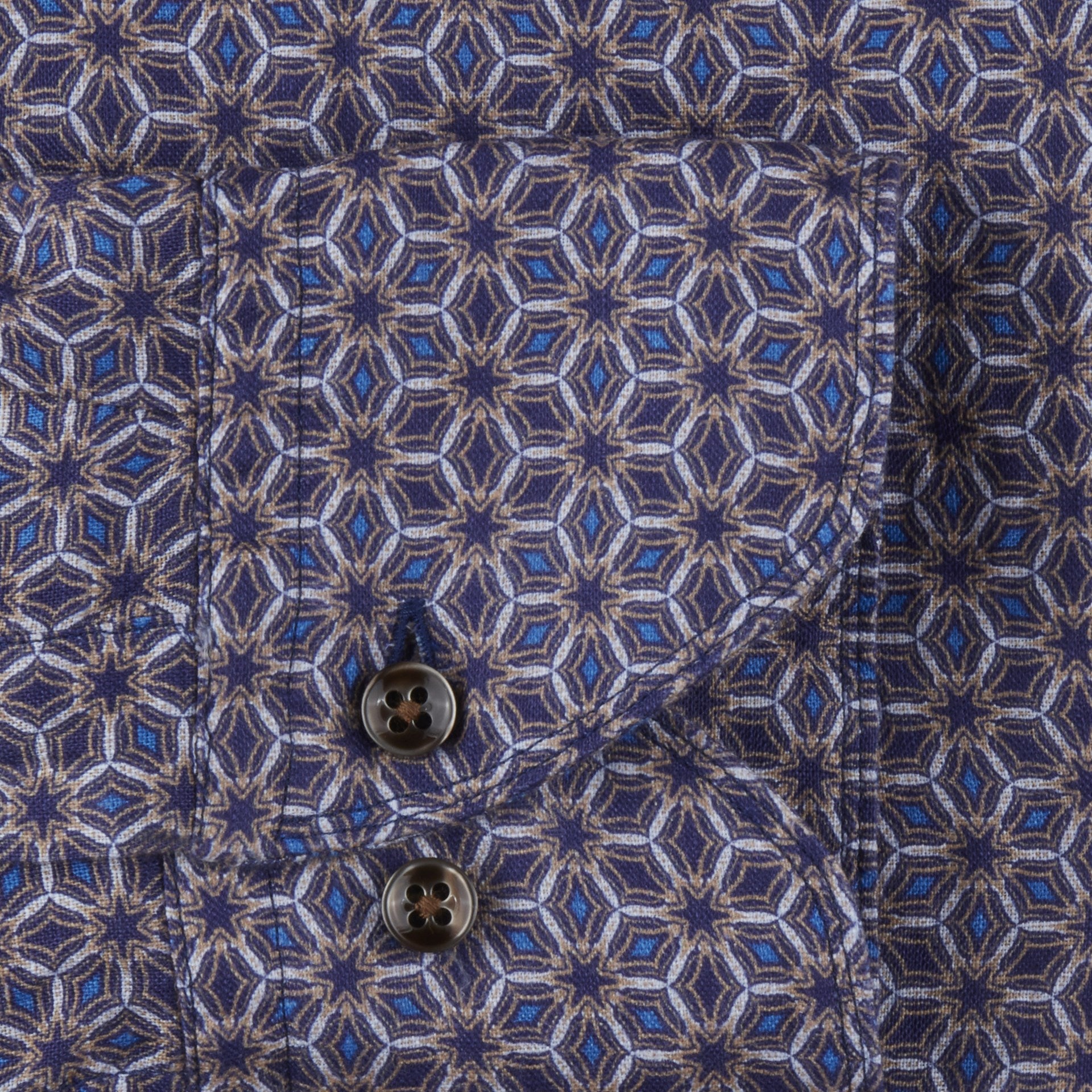 Blue Medallion Slimline Linen Shirt - Stenströms - Boutique Jacques International