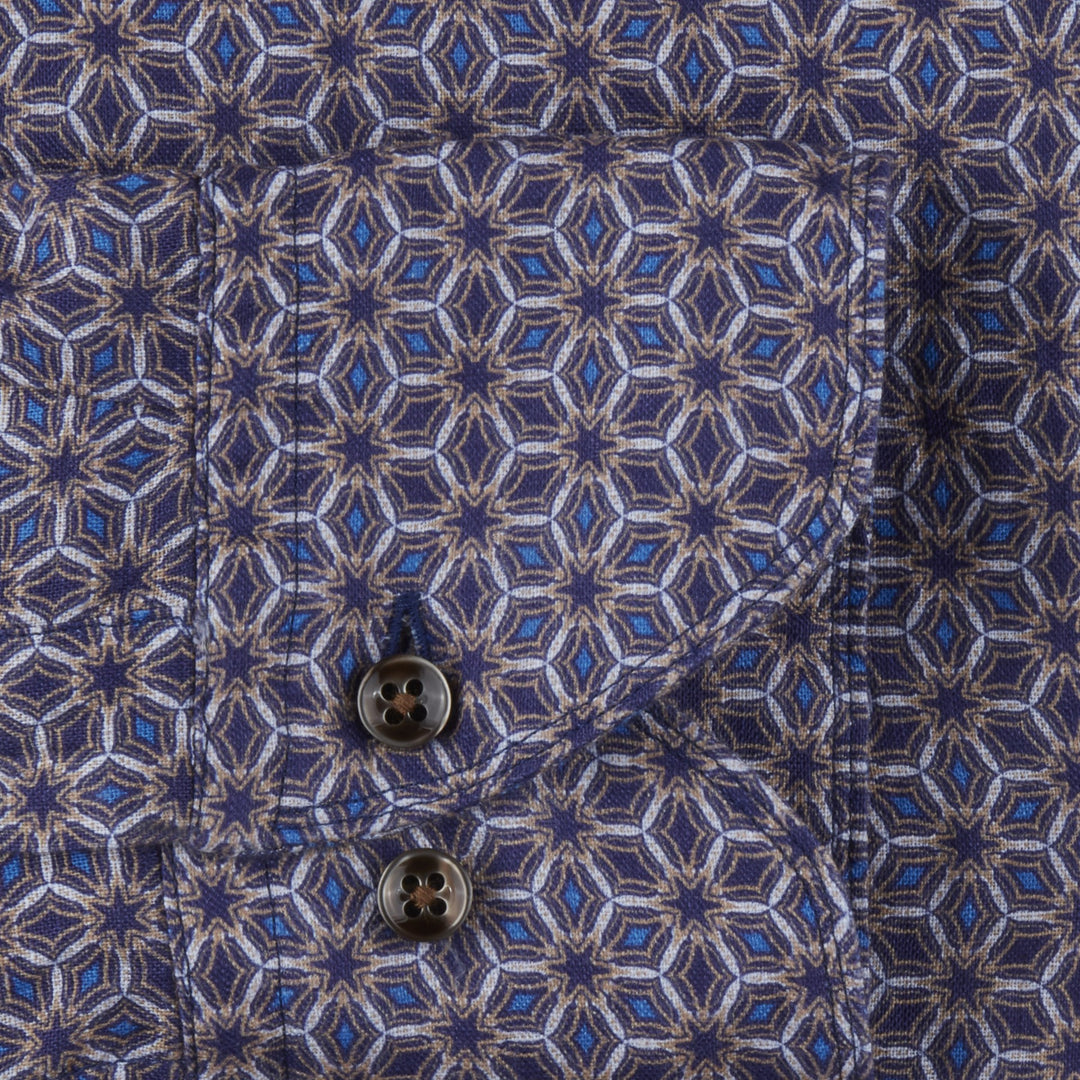 Blue Medallion Slimline Linen Shirt - Stenströms - Boutique Jacques International