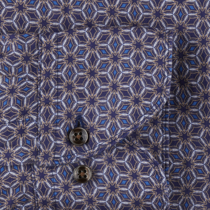Blue Medallion Slimline Linen Shirt - Stenströms - Boutique Jacques International