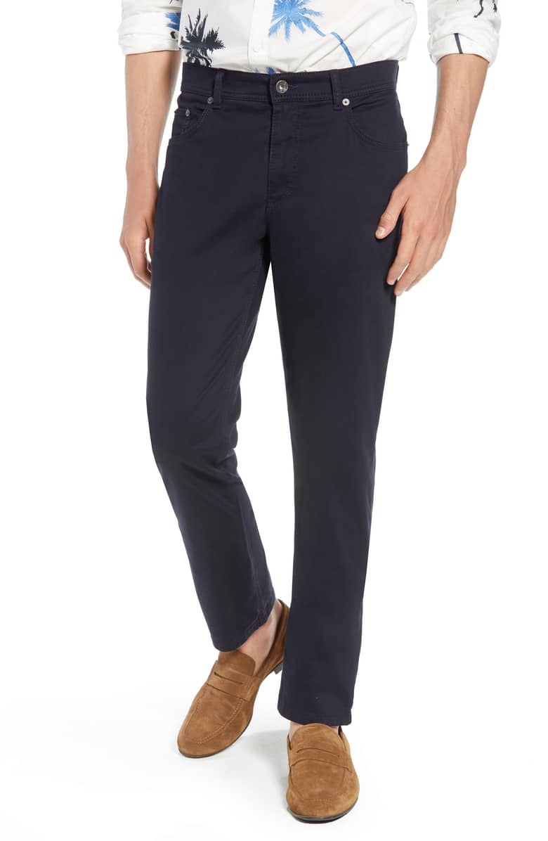 Blue stretch-cotton five-pocket casual trousers by Brax, regular fit