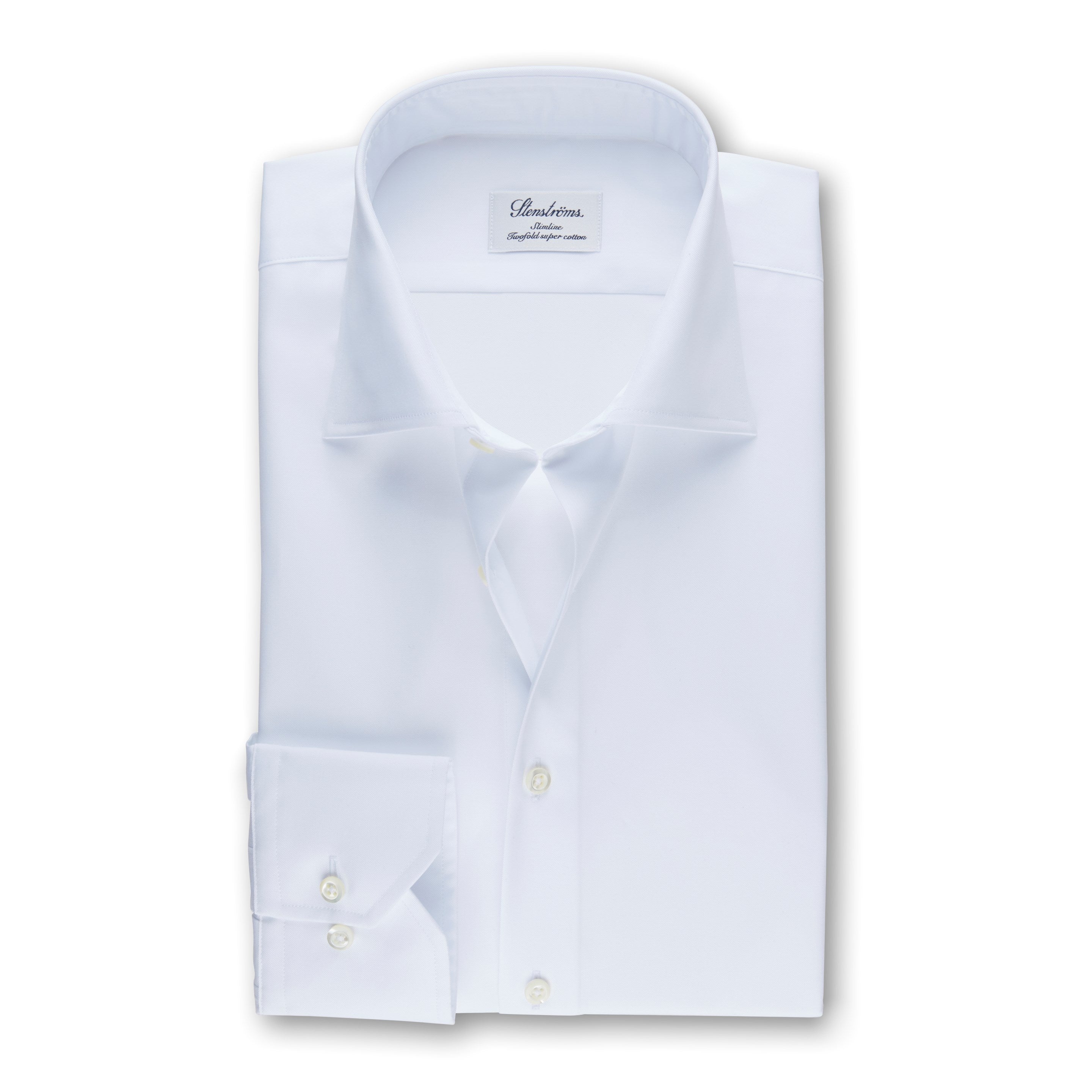 White Slimline Shirt In Superior Twill - Stenströms - Boutique Jacques International