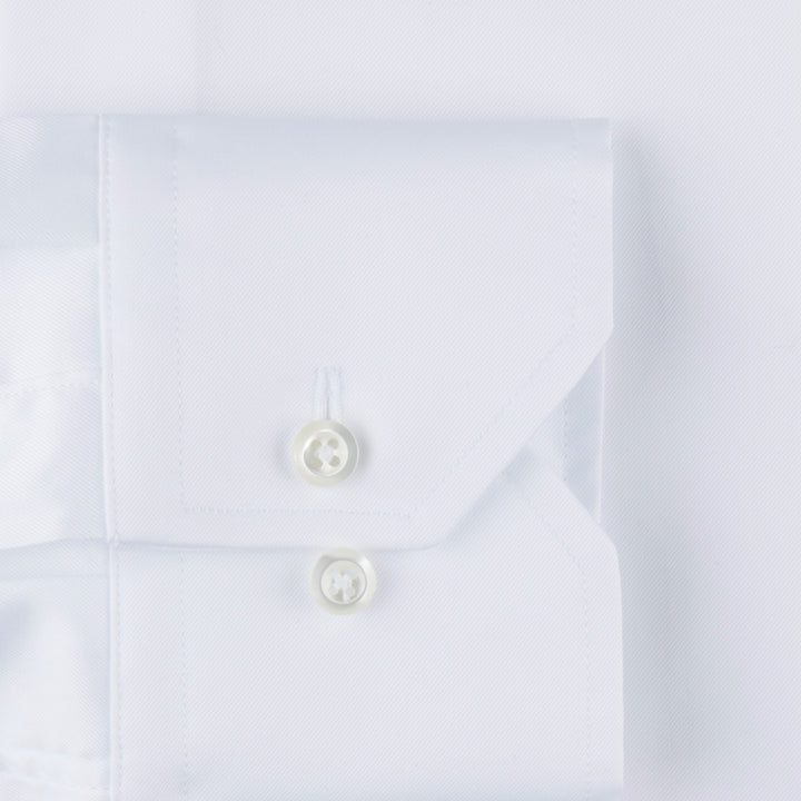 White Slimline Shirt In Superior Twill - Stenströms