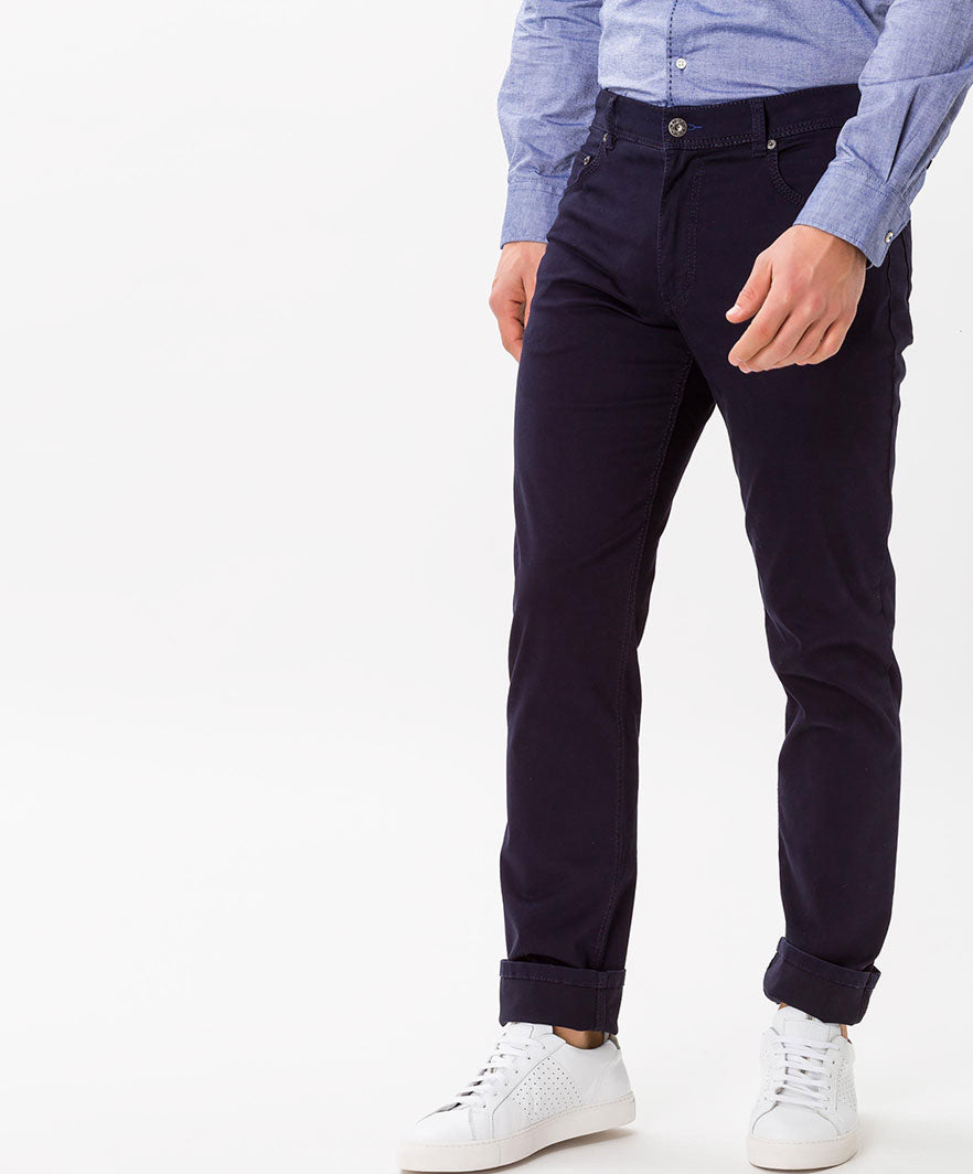 Blue stretch-cotton five-pocket casual trousers by Brax, regular fit