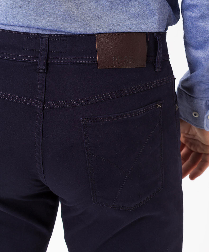 Blue stretch-cotton five-pocket casual trousers by Brax, regular fit