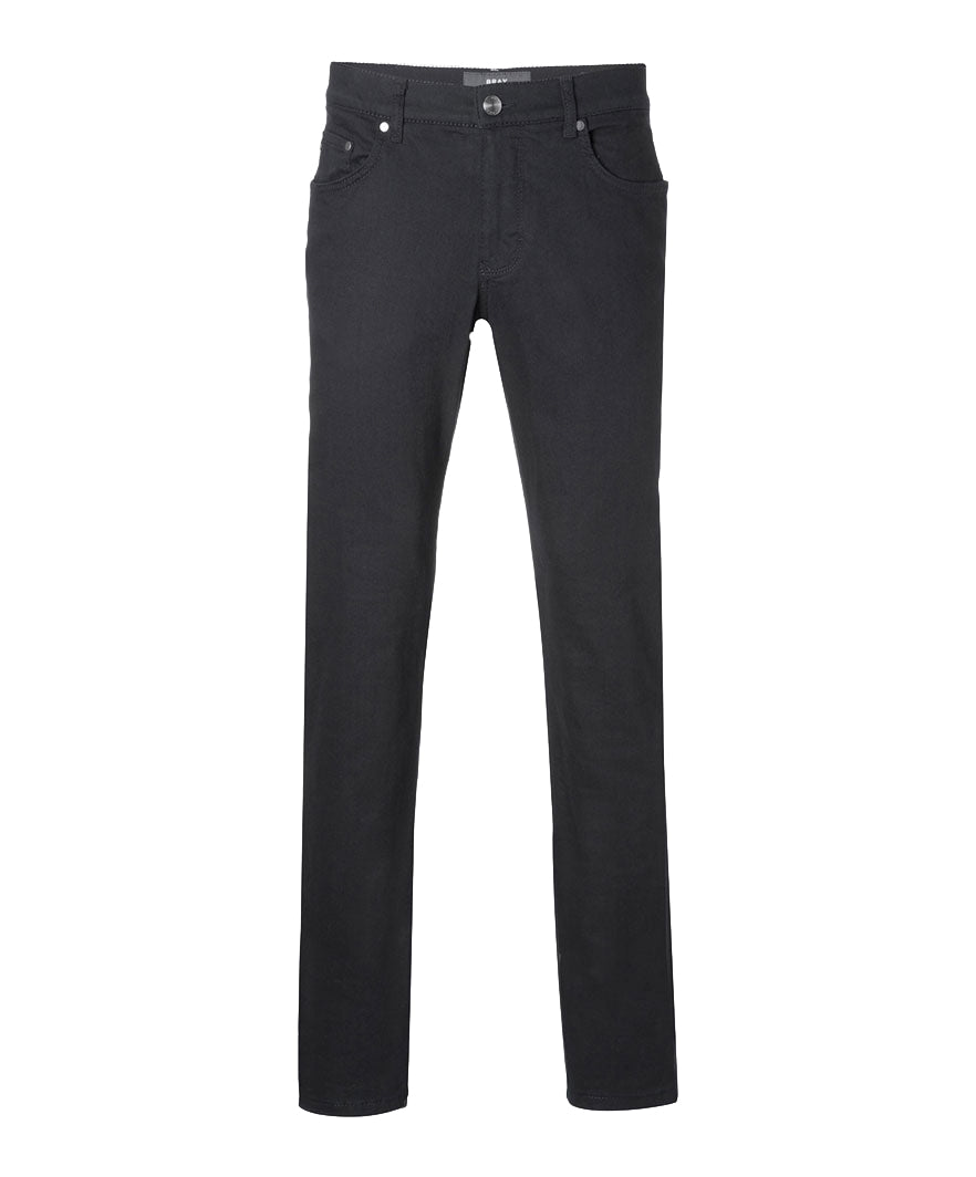Black dark-wash stretch denim five-pocket jeans by Brax, regular fit