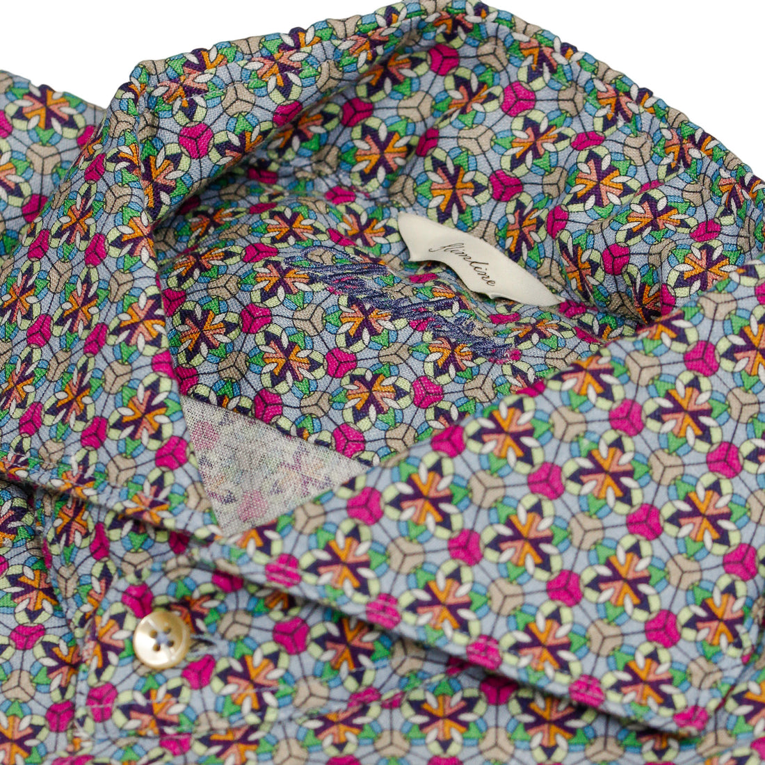 Green Medallion Slimline Linen Shirt - Stenströms - Boutique Jacques International