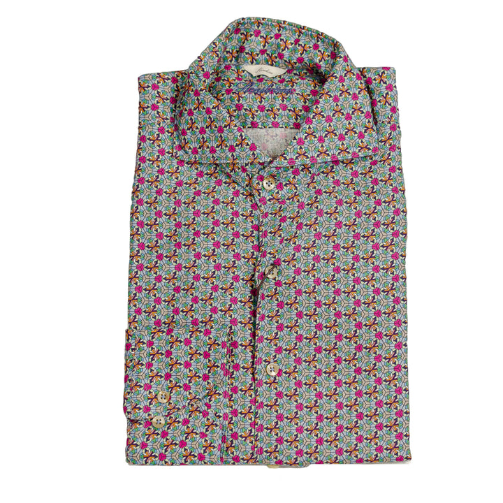 Green Medallion Slimline Linen Shirt - Stenströms - Boutique Jacques International