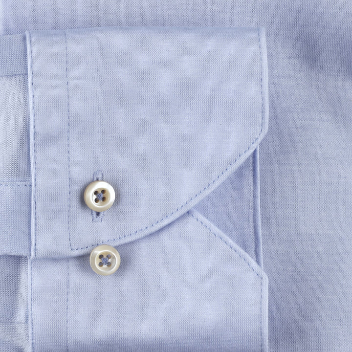 Casual Light Blue Cotton Jersey Stretch Shirt - Stenströms