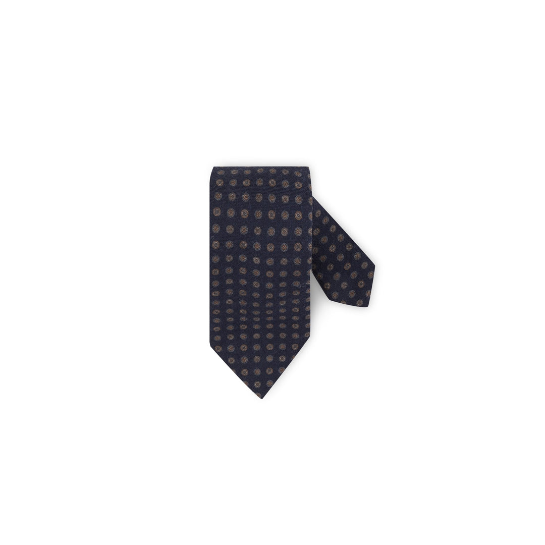 Navy Patterned Wool Tie - Stenströms - Boutique Jacques International