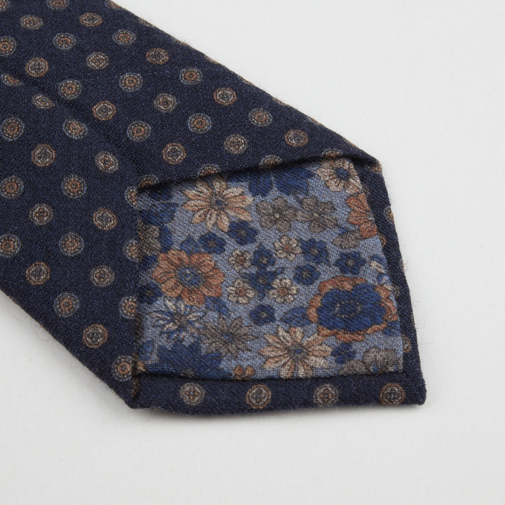 Navy Patterned Wool Tie - Stenströms - Boutique Jacques International