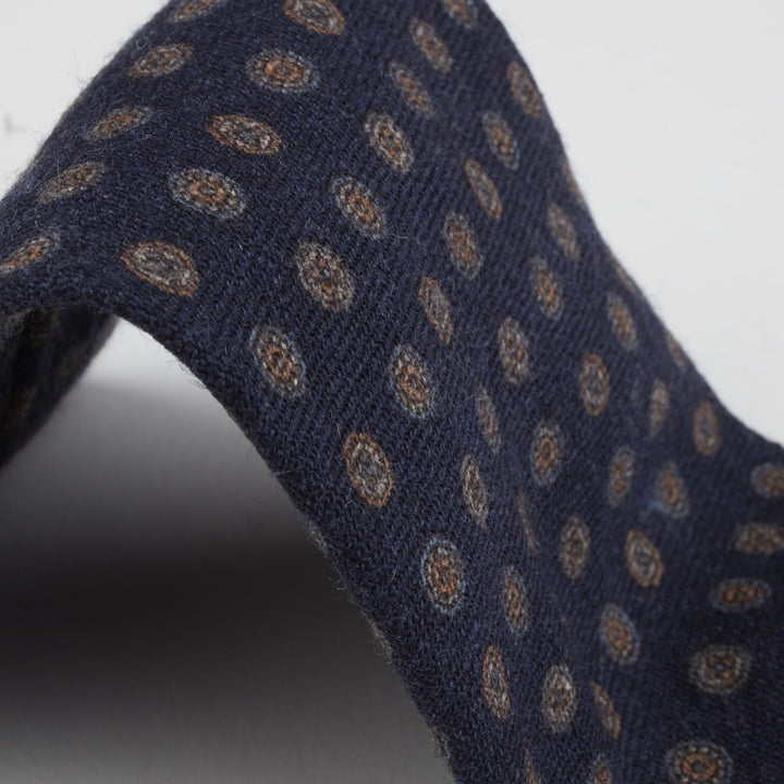 Navy Patterned Wool Tie - Stenströms - Boutique Jacques International