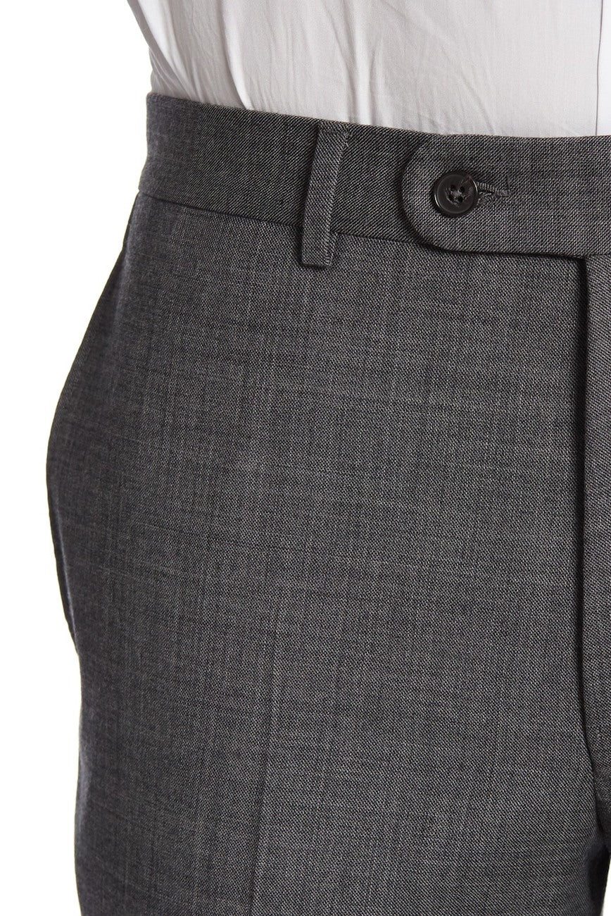 Charcoal sharkskin wool suit by Jack Victor, contemporary fit two-button notch lapel