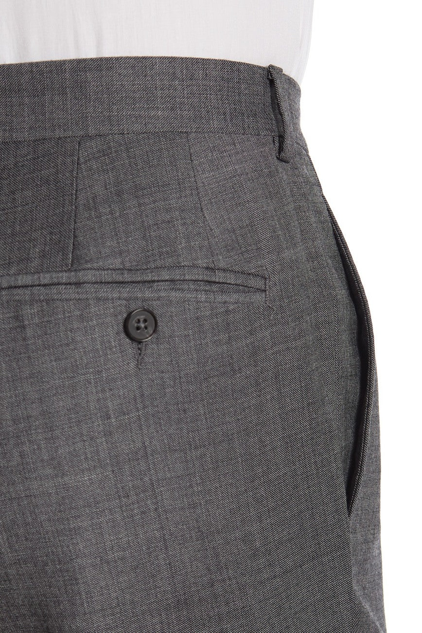 Charcoal sharkskin wool suit by Jack Victor, contemporary fit two-button notch lapel