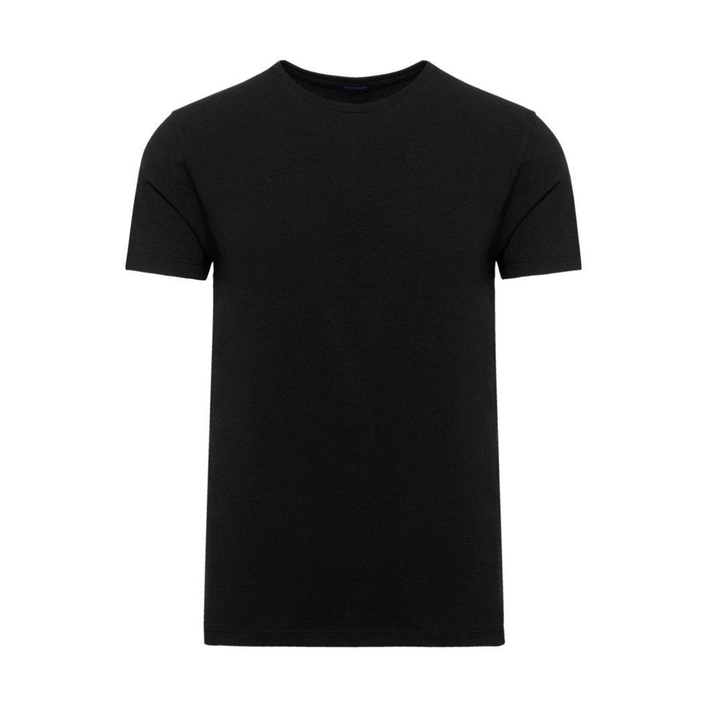 Iconic Black Pima Stretch Short Sleeve Crew Neck - PATRICK ASSARAF - Boutique Jacques International