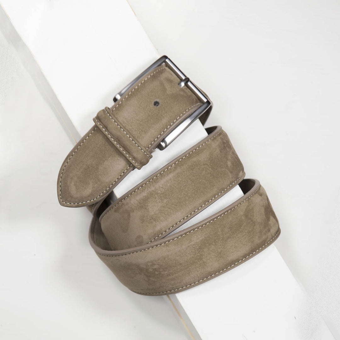 Taupe Nubuck Soft Suede Leather Belt - Anderson's