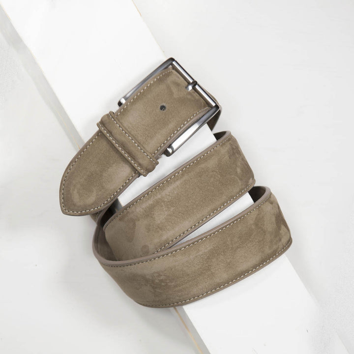 Taupe Nubuck Soft Suede Leather Belt - Anderson's