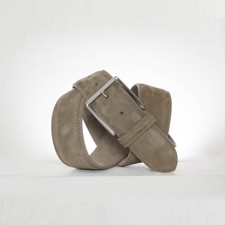 Taupe Nubuck Soft Suede Leather Belt - Anderson's