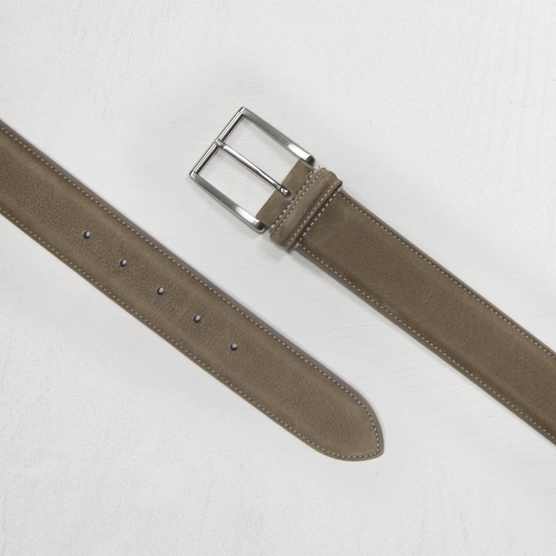 Taupe Nubuck Soft Suede Leather Belt - Anderson's