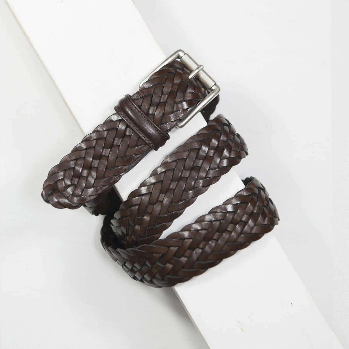 Brown Woven Leather Belt - Anderson's - Boutique Jacques International
