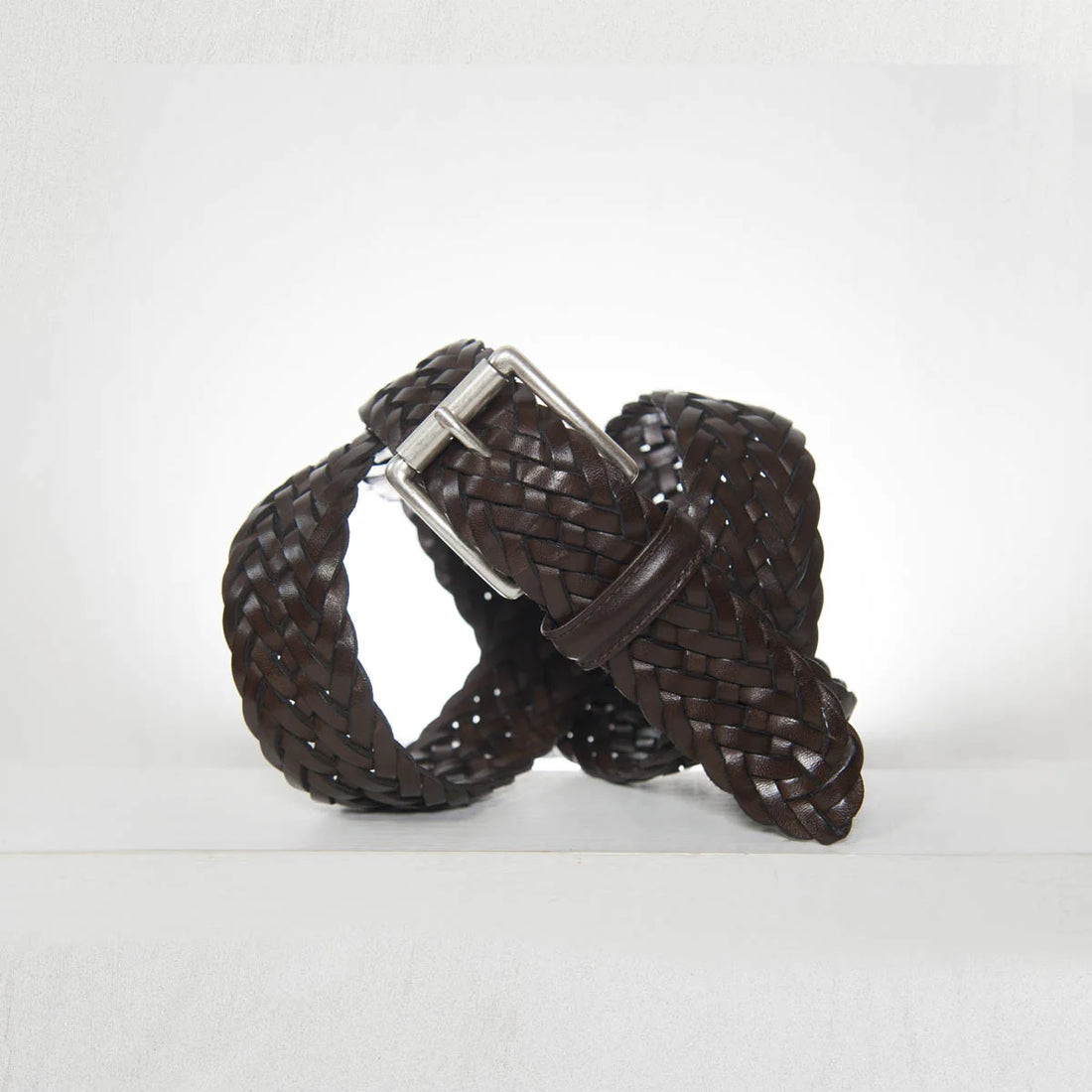 Brown Woven Leather Belt - Anderson's - Boutique Jacques International