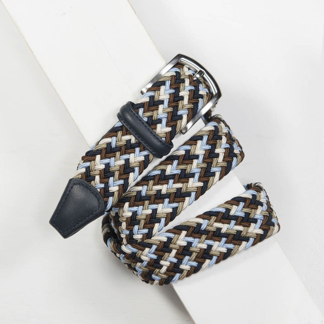 Brown & Blue Woven Stretch Belt - Anderson's