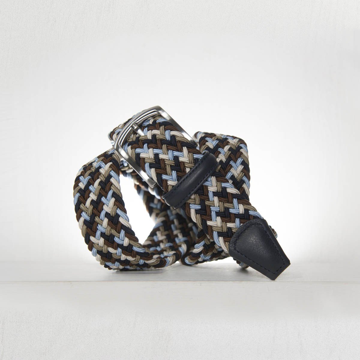 Brown & Blue Woven Stretch Belt - Anderson's