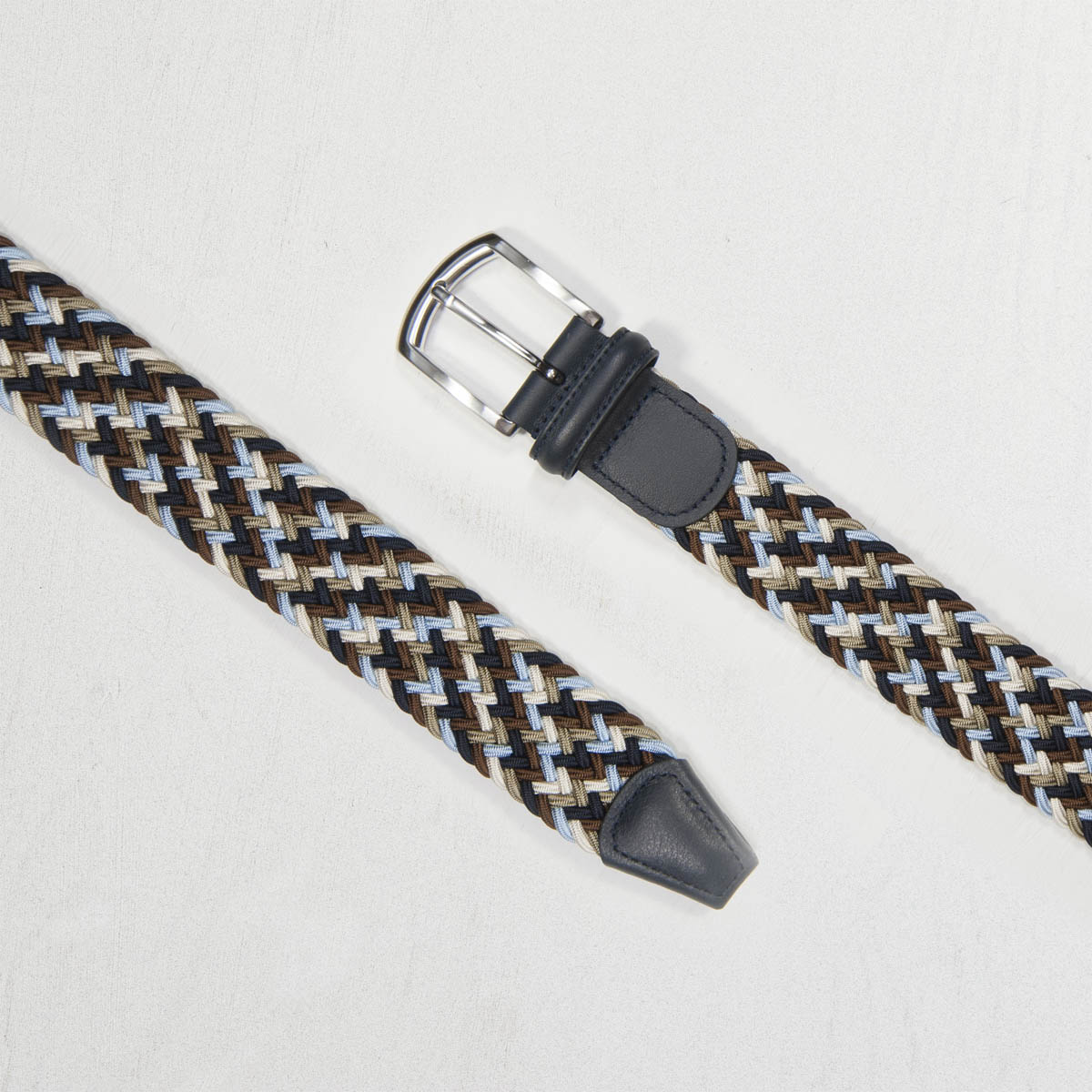 Brown & Blue Woven Stretch Belt - Anderson's