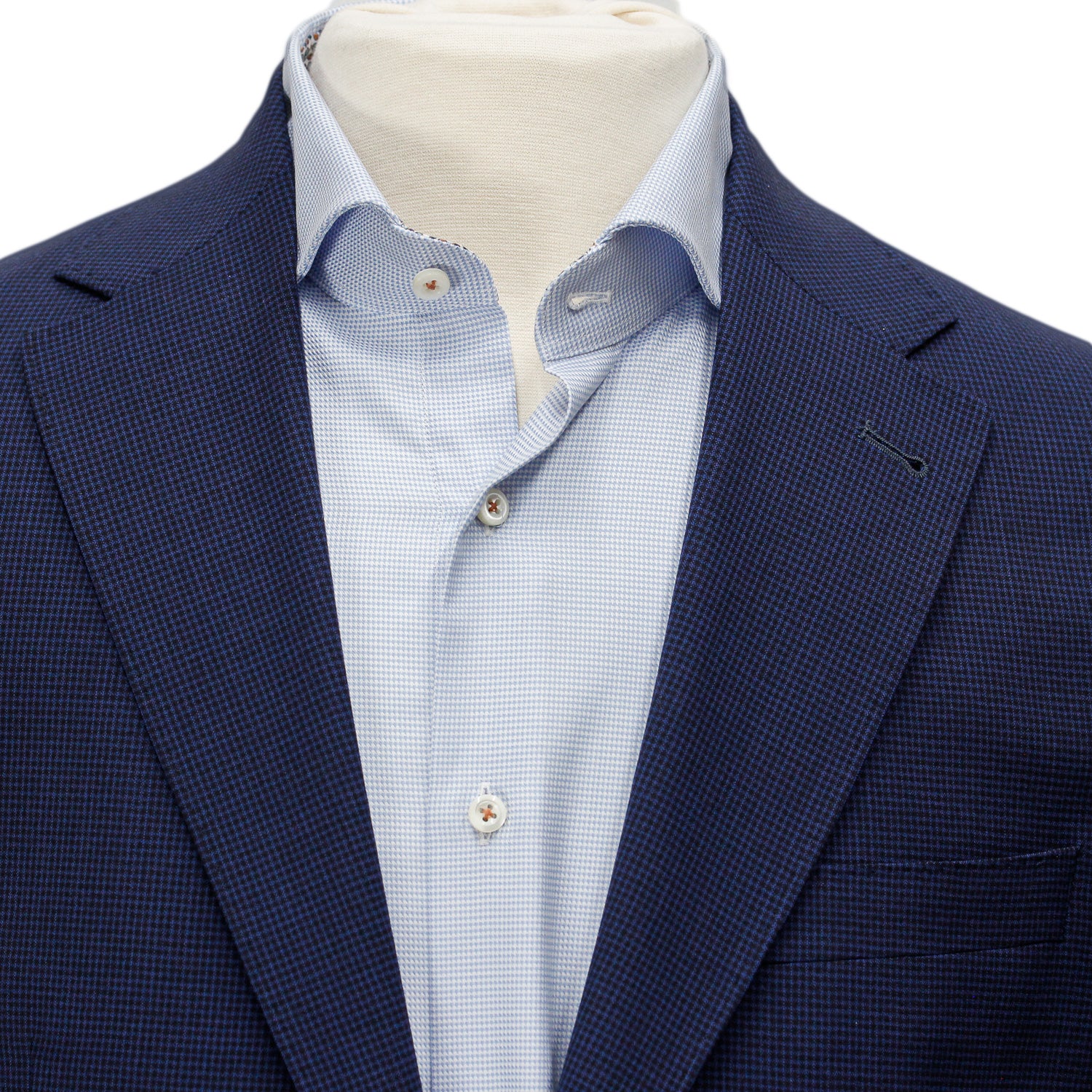 Blue Micro Check Regular Fit Wool Suit - Jack Victor - Boutique Jacques International