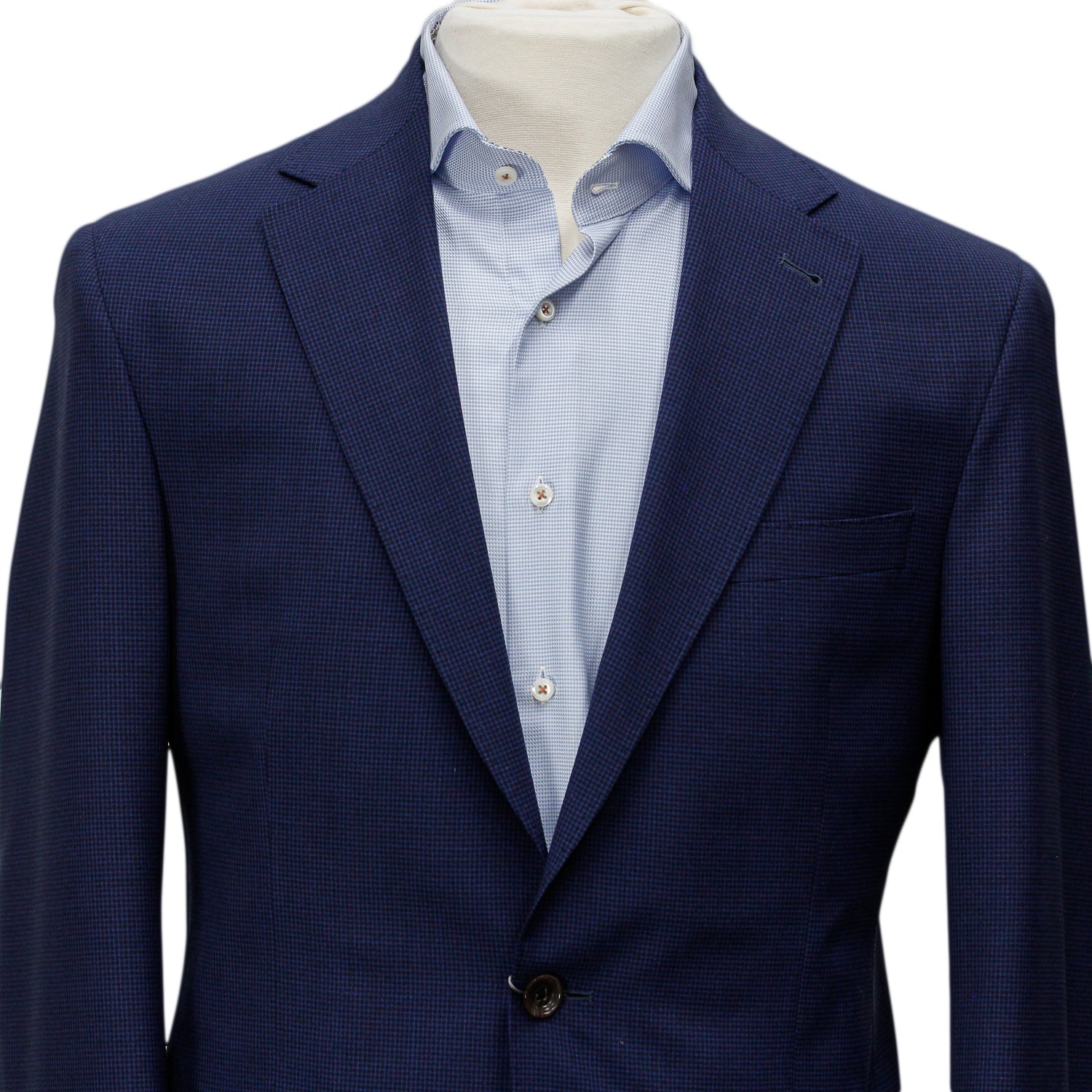 Blue Micro Check Regular Fit Wool Suit - Jack Victor - Boutique Jacques International