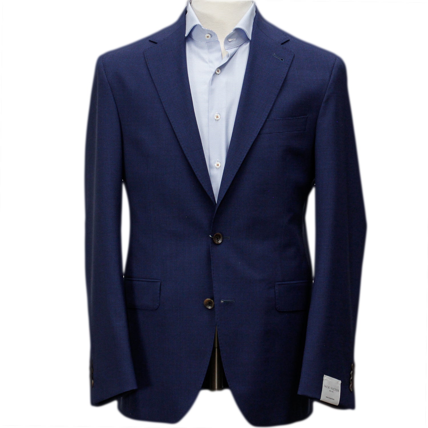 Blue Micro Check Regular Fit Wool Suit - Jack Victor - Boutique Jacques International