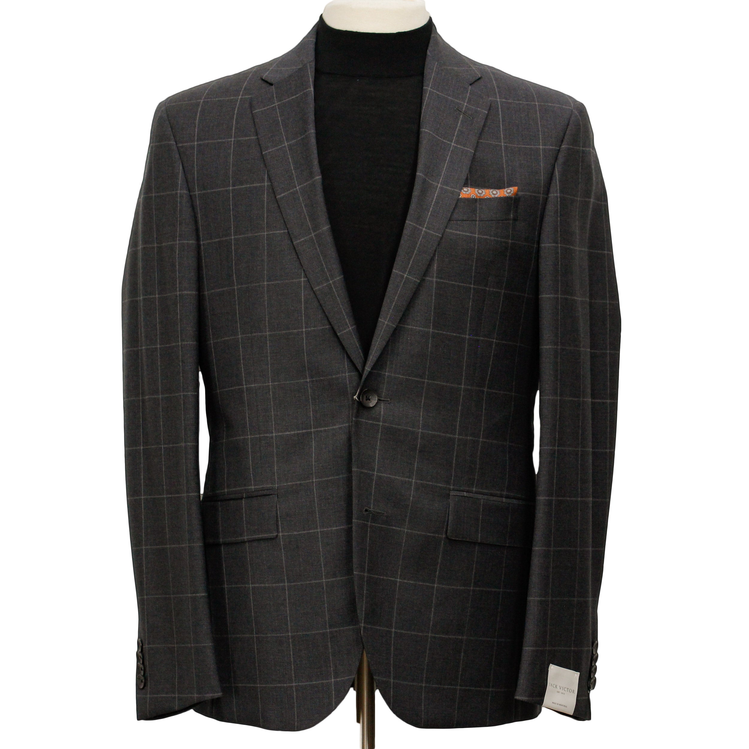 Charcoal Window-pane Check - Fraser Slim Fit Suit Jack Victor - Boutique Jacques International