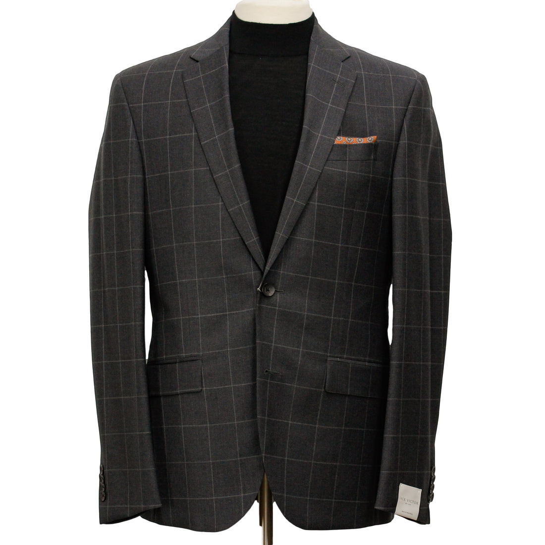Charcoal Window-pane Check - Fraser Slim Fit Suit Jack Victor - Boutique Jacques International