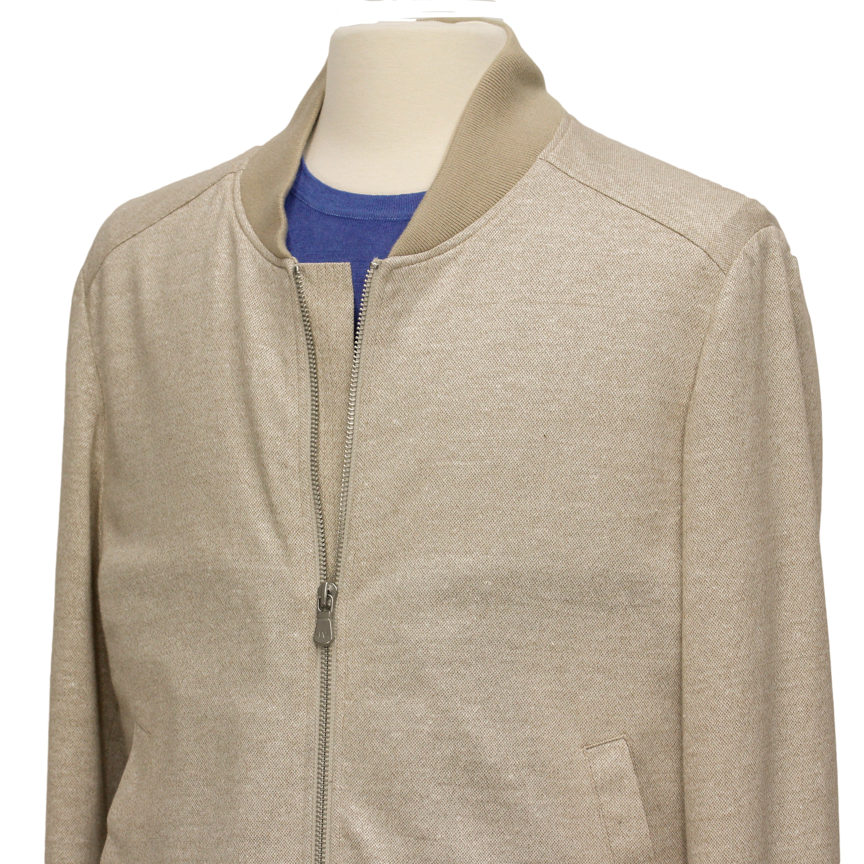 Light Beige Full Zip Bomber Sweater - Jack Victor - Boutique Jacques International