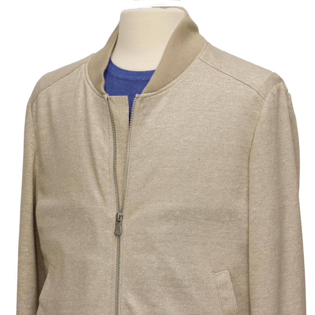Light Beige Full Zip Bomber Sweater - Jack Victor - Boutique Jacques International