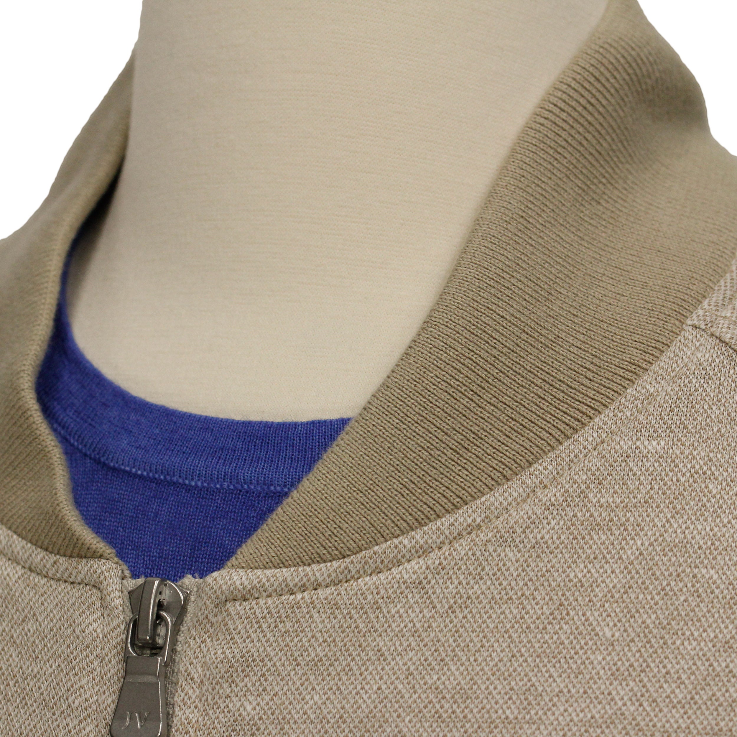 Light Beige Full Zip Bomber Sweater - Jack Victor - Boutique Jacques International