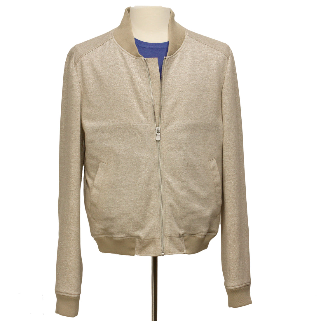Light Beige Full Zip Bomber Sweater - Jack Victor - Boutique Jacques International